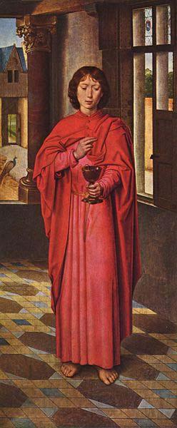 Hans Memling Marienaltar des Sir John Donne of Kidwelly, rechter Flugel: Evangelist Johannes France oil painting art